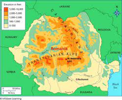 Harta fizică a statelor unite: Romania Elevation Map Harta Romaniei Altitudine Europa De Est Europa