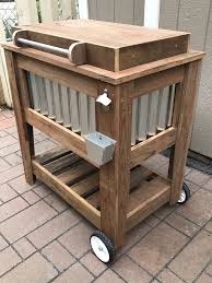 Mobile Cooler Cart Wood Cooler