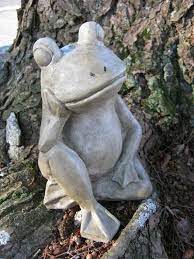 frog garden statue relaxing concrete