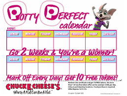 Chuck E Cheeses Potty Perfect Calender Get Free Tokens
