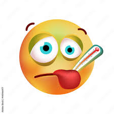 cute sick emoticon on white background