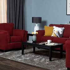 modern red living room set hub furniture