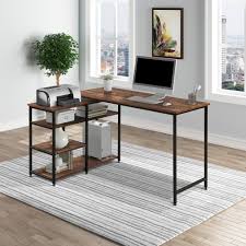 Shop our corner desks selection from the world's finest dealers on 1stdibs. Home Office L Shaped Computer Desk Vintage Brown Industrial Style Corner Desk With Open Shelves New In Stock Lapdesks Aliexpress
