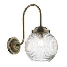 wall light with clear reeded glass shade