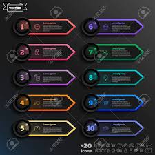 Vector Infographic Design List With Colorful Circles On The Black