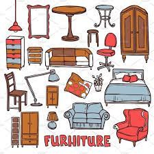 Home Furniture Sketch Icons Set