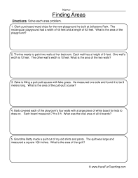 Finding Areas Word Problems Worksheet