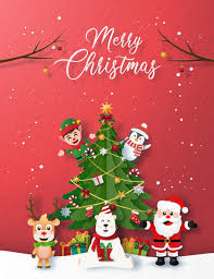 Paper Style Merry Christmas Card - Download Free Vectors, Clipart Graphics  & Vector Art