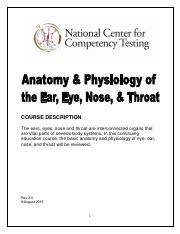 physiology of the ear eye nose throat
