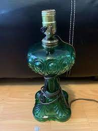 vintage leviton green glass table lamp
