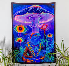 Mushroom Tapestry Festival Uv Backdrop