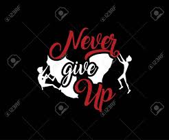 Never Give Up Motivation Quote Retro Badge Design Illustration
