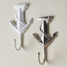 Silver And White Anchor Nautical Hooks