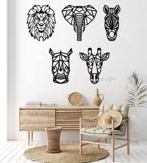 Wooden Safari Animal Geometric Wall Art