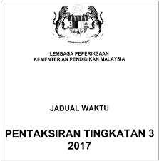 Lembaga peperiksaan malaysia, kementerian pendidikan malaysia telah mengumumkan tarikh rasmi exam pt3 dan berikut adalah jadual peperiksaan pt3 2020 (bertulis) yang akan diadakan dari. Jadual Waktu Pt3 Pentaksiran Tingkatan 3 2017 Bumi Gemilang
