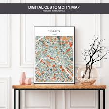 Print City Map Digital Print Custom Map