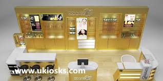 luxury wood mall cosmetic kiosk design
