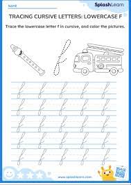 tracing cursive letters lowercase f
