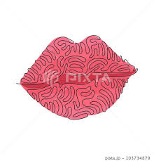 line drawing beautiful red lips