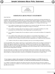 Sample Substance Abuse Policy Statement Pdf