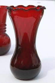 Red Glass Colored Glassware Vintage Vases