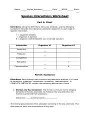Hw2 Species Doc Species Interactions Worksheet Part A