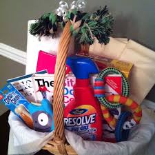 A welcome home new puppy gift basket would be something special for any puppy, filled with lots of treats and toys. Give Individually Wrapped Random Pet Related Gifts Resolve Tennis Ball Etc When He Figures It Out Give Him The Puppy Dog Gifts Dog Gift Basket Puppy Gifts