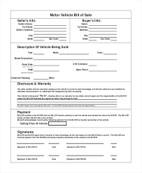 Bill Sale Templates For Car Sample Form Template Vehicle Letter Of