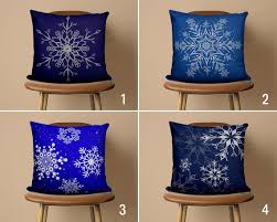 Snowflake Pillow Cover Dark Blue
