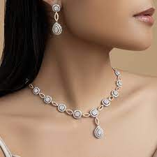diamond necklace and earrings set in