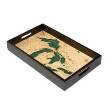 Wood Chart Great Lakes Serving Tray