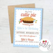 Pie Birthday Party Invitation Celebrate Your Cutie Pie