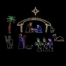 nativity with holy family led lighted