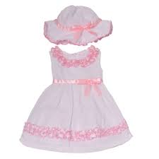 Bonnie Jean Baby Girls White Pink Trim Ribbon Accent Hat Easter Dress 12 24m