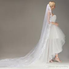 2018 New Hot Sale Bridal Veil 3m 1t Cathedral Length Lace Applique Edge Wedding Veils Accessories Cpa066 How To Make A Veil Lace Veil From