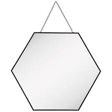 Black Hexagon Metal Wall Mirror Large