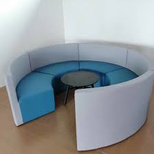 curved semicircle sofa in lobby