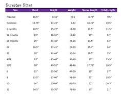 Crochet Size Chart For Infants Custom Knits For Baby Size
