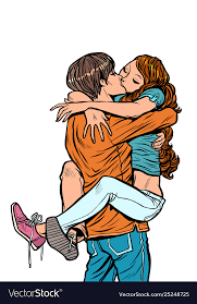couple in love hugs pionate kiss man