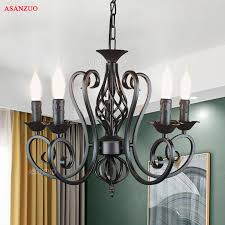 Modern Wrought Iron Pendant Chandelier Vintage Chandelier Ceiling Candle Lights Lighting Fixtures Iron Black White Home Lighting Leather Bag