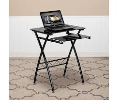 Black Tempered Glass Computer Desk With