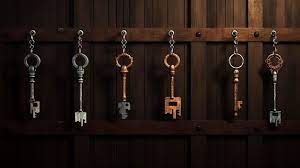 Keys Hanging On Wall Hooks