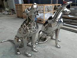 Metal Dog Sculptures Outdoor