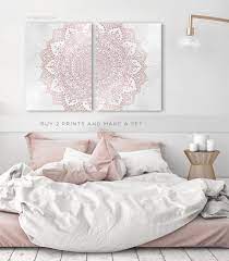 Blush Pink Gray Boho Bedroom Wall Decor