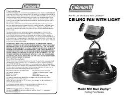 Coleman 8300 Fan User Manual