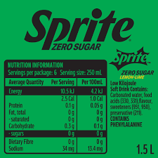 sprite zero sugar natural flavour soft