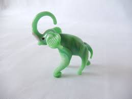 Green Elephant Figurine Miniature Glass