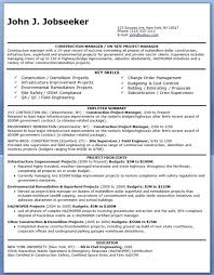 Construction Manager Resume Pdf Project Manager Resume