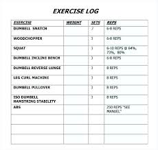 Exercise Training Log Workout Sheet Template Book And Weight