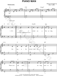 You'll find downloads with new compositions, easy arrangements of well known and popular melodies and christmas songs that are in the public domain. Billy Joel Piano Man Sheet Music Easy Piano In C Major Transposable Download Print Sku Mn0092799